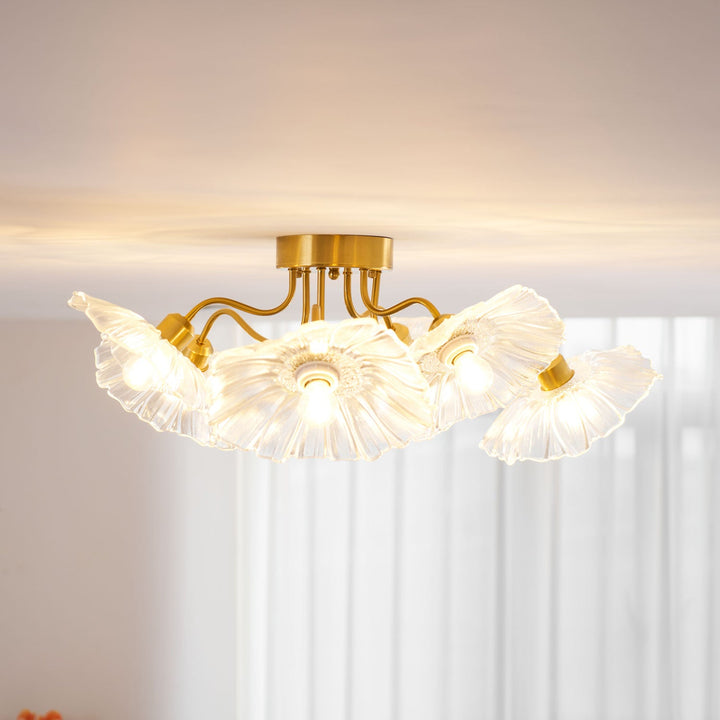 Lampa sufitowa z szkła w kształcie liścia lotosu