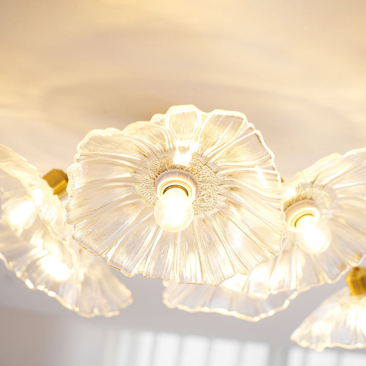 Lampa sufitowa z szkła w kształcie liścia lotosu
