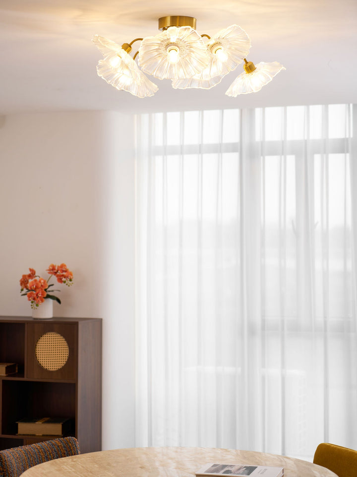 Lampa sufitowa z szkła w kształcie liścia lotosu