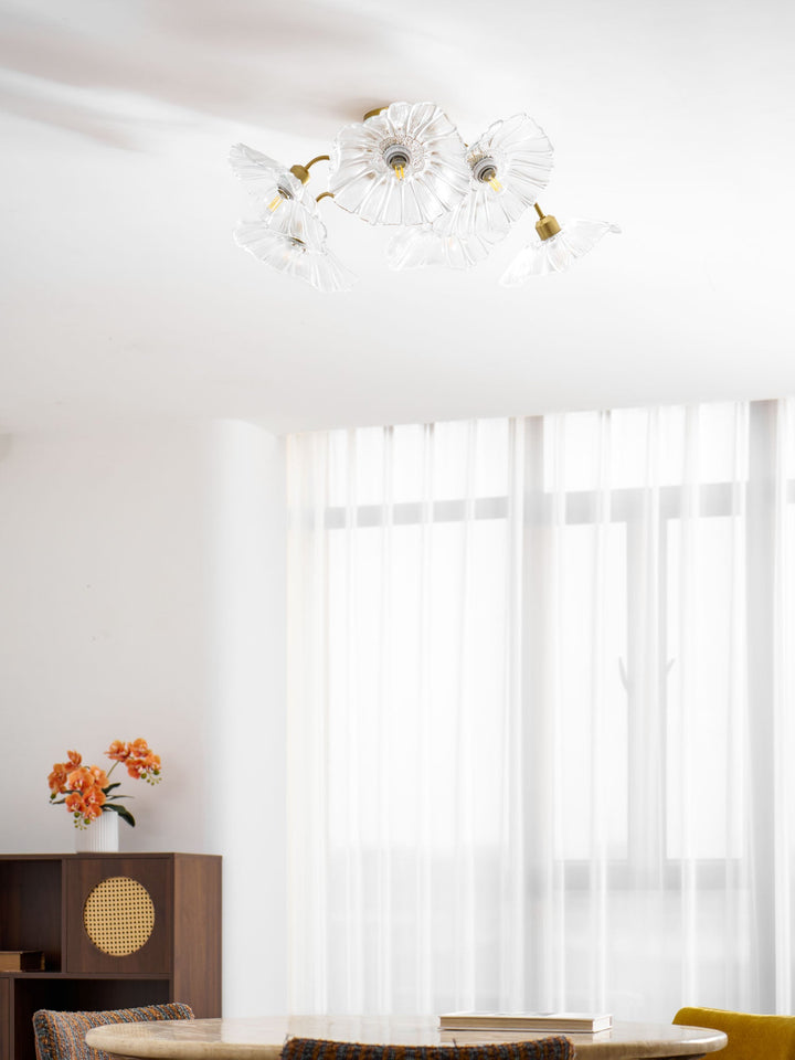 Lampa sufitowa z szkła w kształcie liścia lotosu