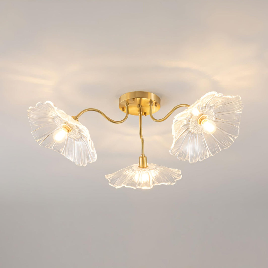 Lampa sufitowa z szkła w kształcie liścia lotosu