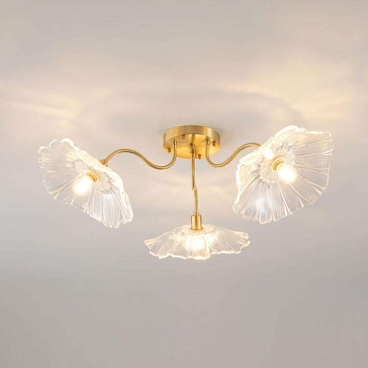 Lampa sufitowa z szkła w kształcie liścia lotosu