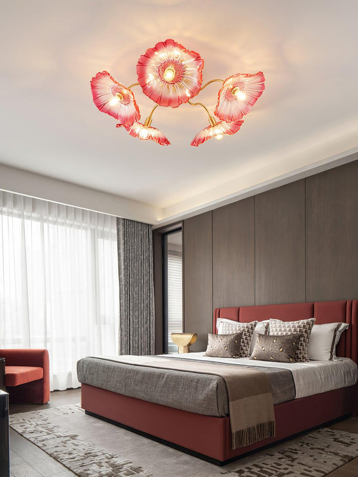 Lampa sufitowa z szkła w kształcie liścia lotosu