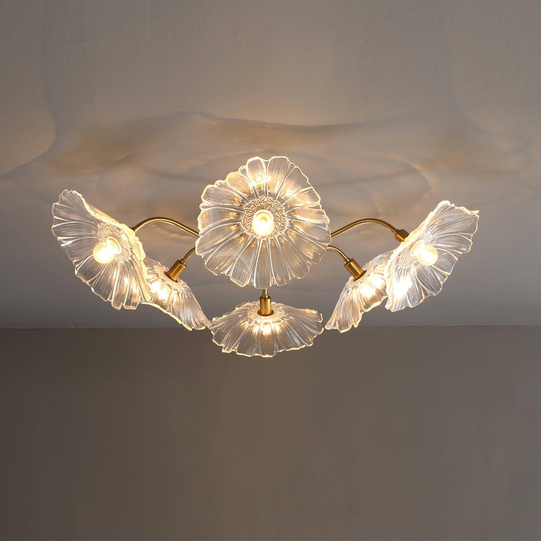 Lampa sufitowa z szkła w kształcie liścia lotosu