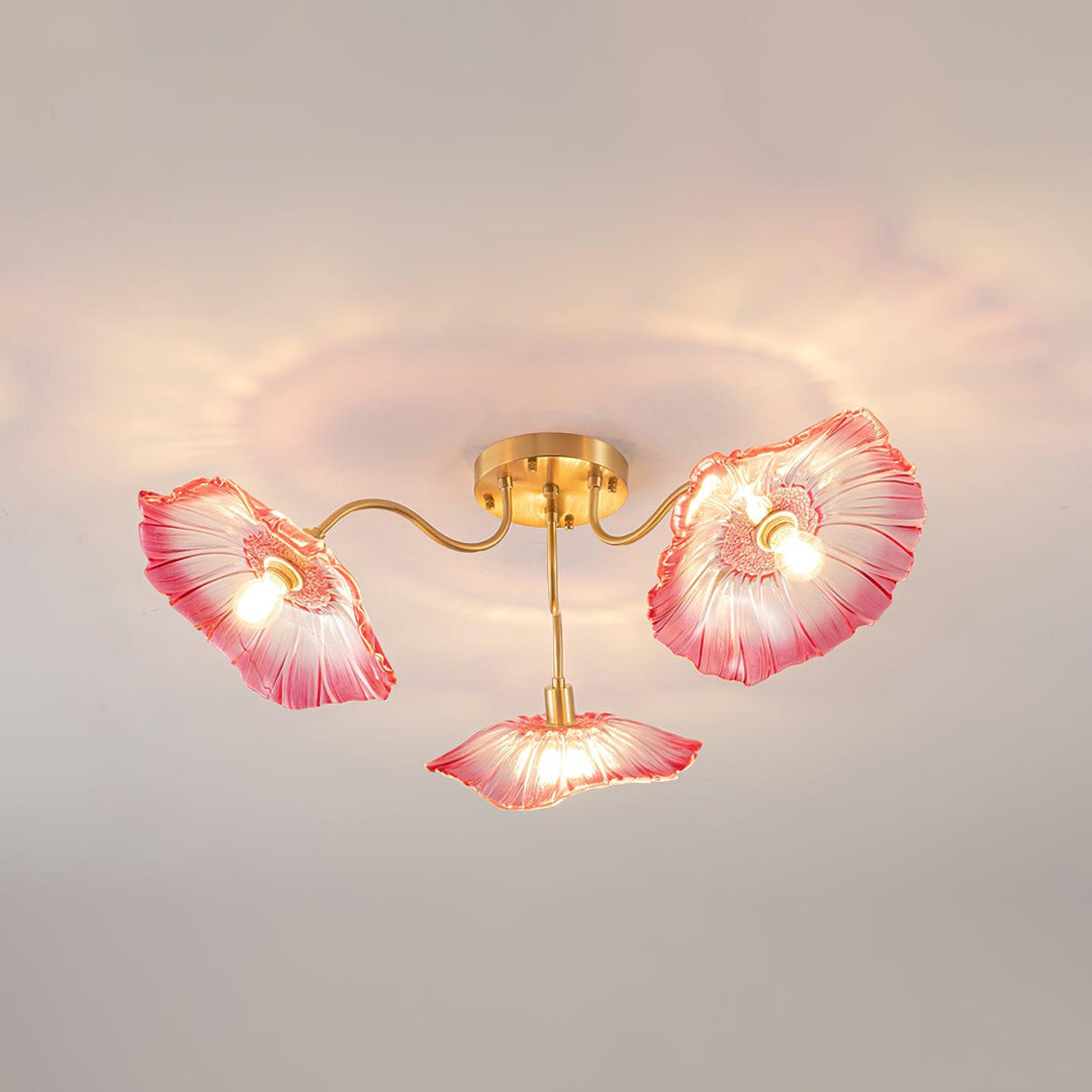 Lampa sufitowa z szkła w kształcie liścia lotosu