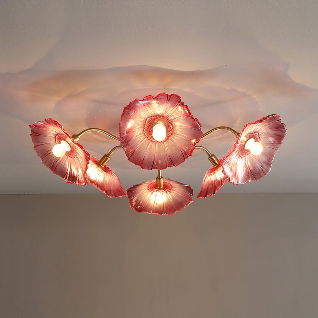 Lampa sufitowa z szkła w kształcie liścia lotosu