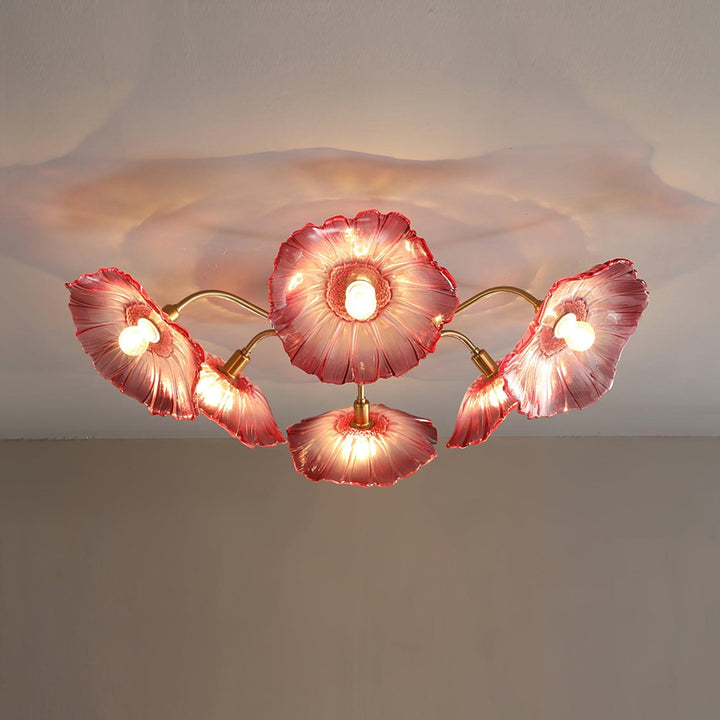 Lampa sufitowa z szkła w kształcie liścia lotosu