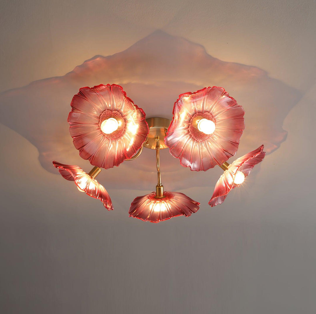Lampa sufitowa z szkła w kształcie liścia lotosu