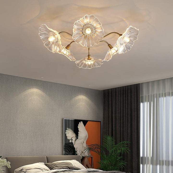 Lampa sufitowa z szkła w kształcie liścia lotosu
