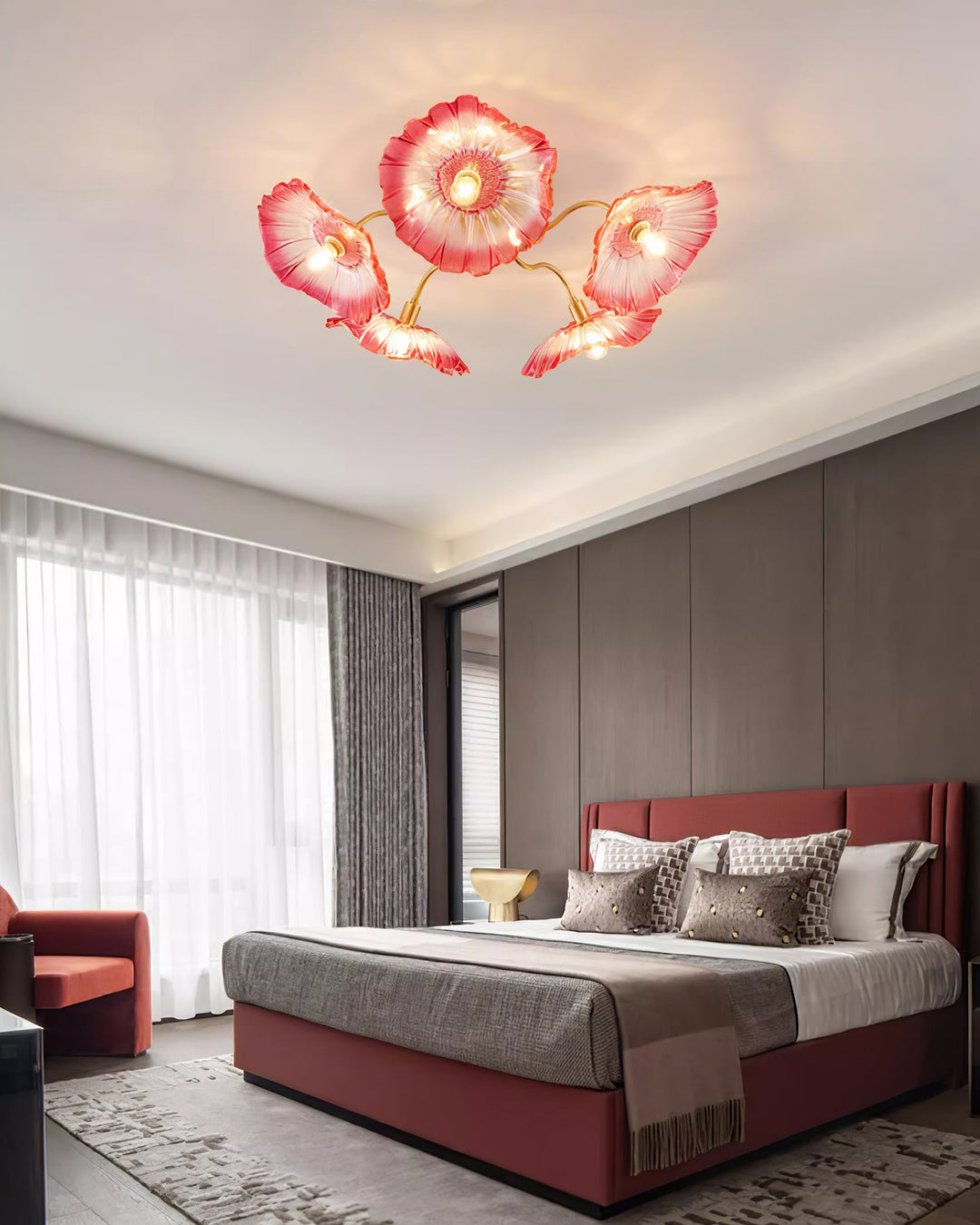 Lampa sufitowa z szkła w kształcie liścia lotosu