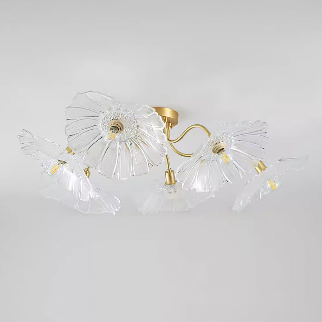 Lampa sufitowa z szkła w kształcie liścia lotosu