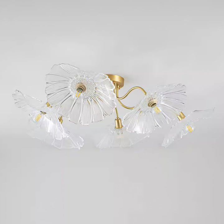 Lampa sufitowa z szkła w kształcie liścia lotosu