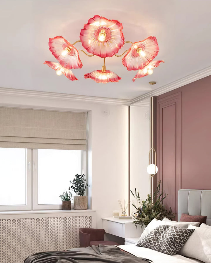 Lampa sufitowa z szkła w kształcie liścia lotosu