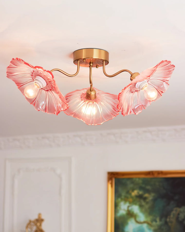 Lampa sufitowa z szkła w kształcie liścia lotosu