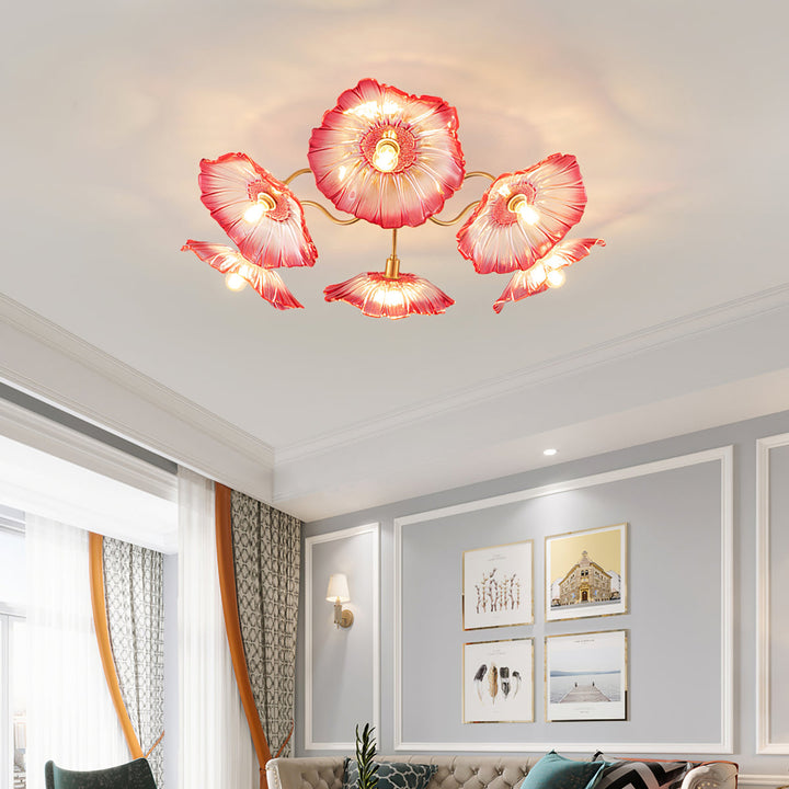 Lampa sufitowa z szkła w kształcie liścia lotosu