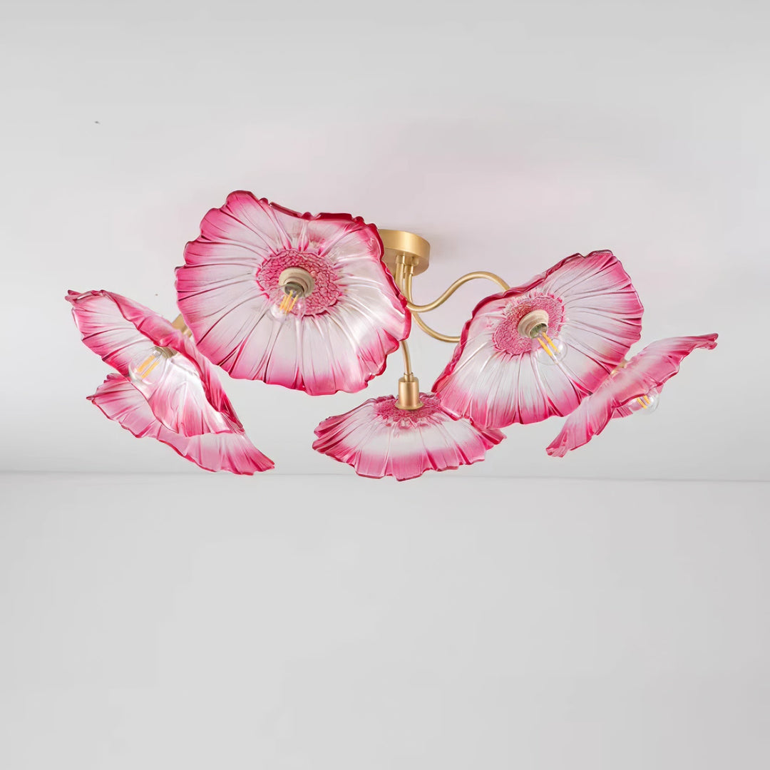 Lampa sufitowa z szkła w kształcie liścia lotosu