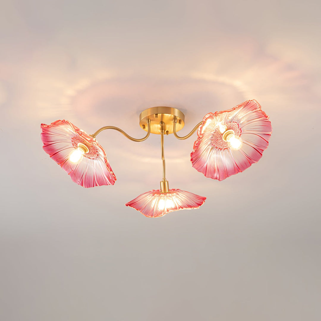 Lampa sufitowa z szkła w kształcie liścia lotosu