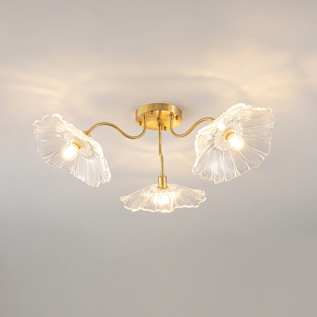 Lampa sufitowa z szkła w kształcie liścia lotosu