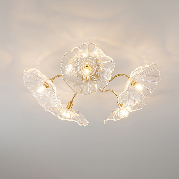 Lampa sufitowa z szkła w kształcie liścia lotosu