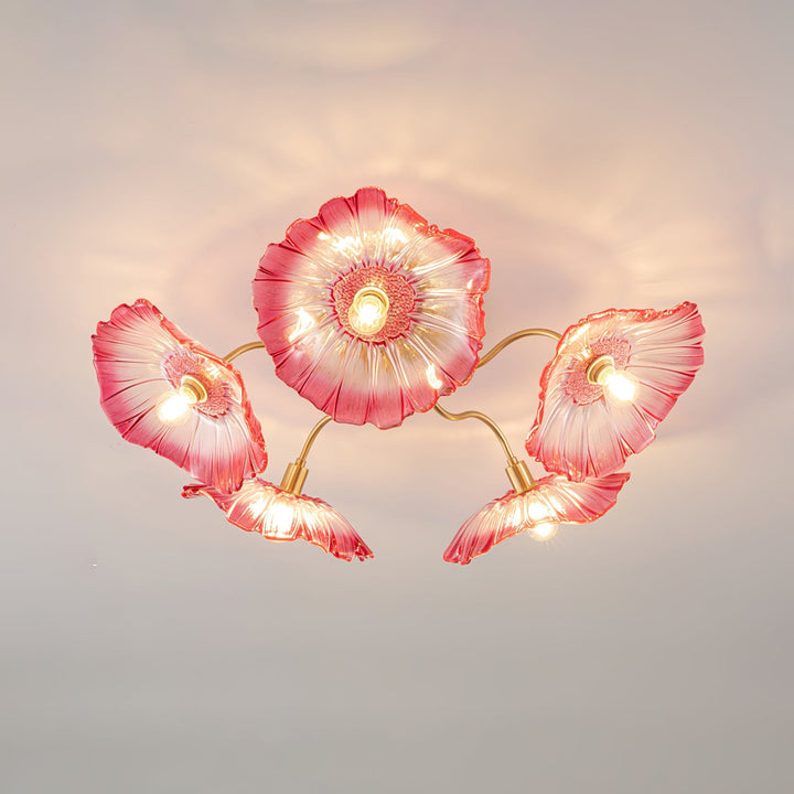 Lampa sufitowa z szkła w kształcie liścia lotosu