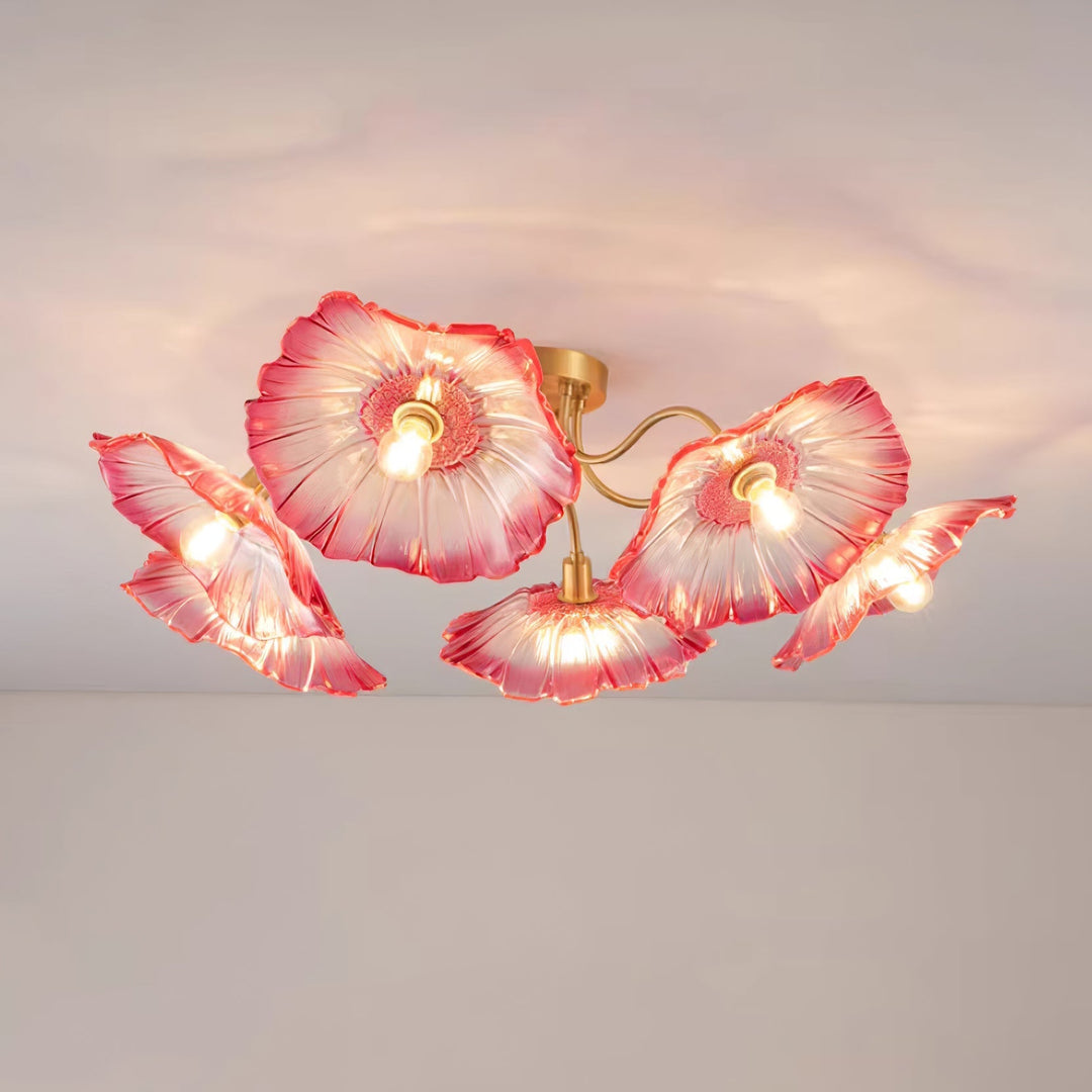 Lampa sufitowa z szkła w kształcie liścia lotosu