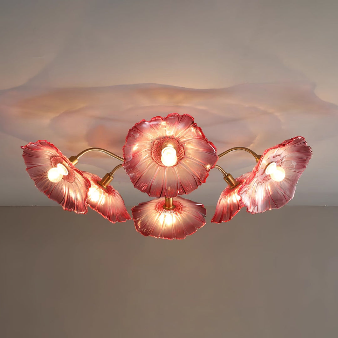 Lampa sufitowa z szkła w kształcie liścia lotosu