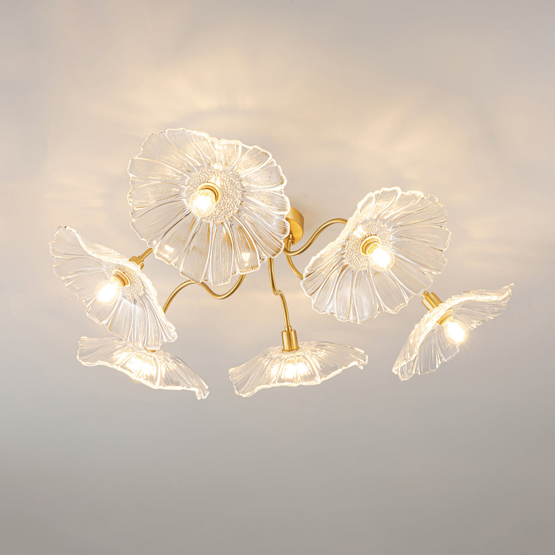 Lampa sufitowa z szkła w kształcie liścia lotosu