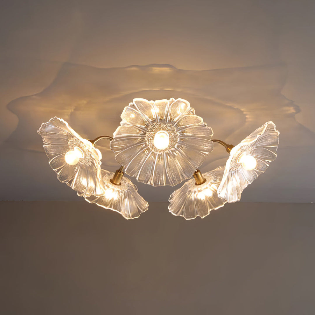 Lampa sufitowa z szkła w kształcie liścia lotosu