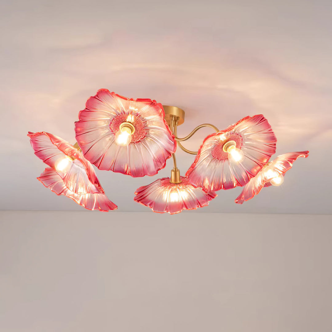 Lampa sufitowa z szkła w kształcie liścia lotosu