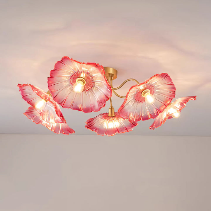 Lampa sufitowa z szkła w kształcie liścia lotosu