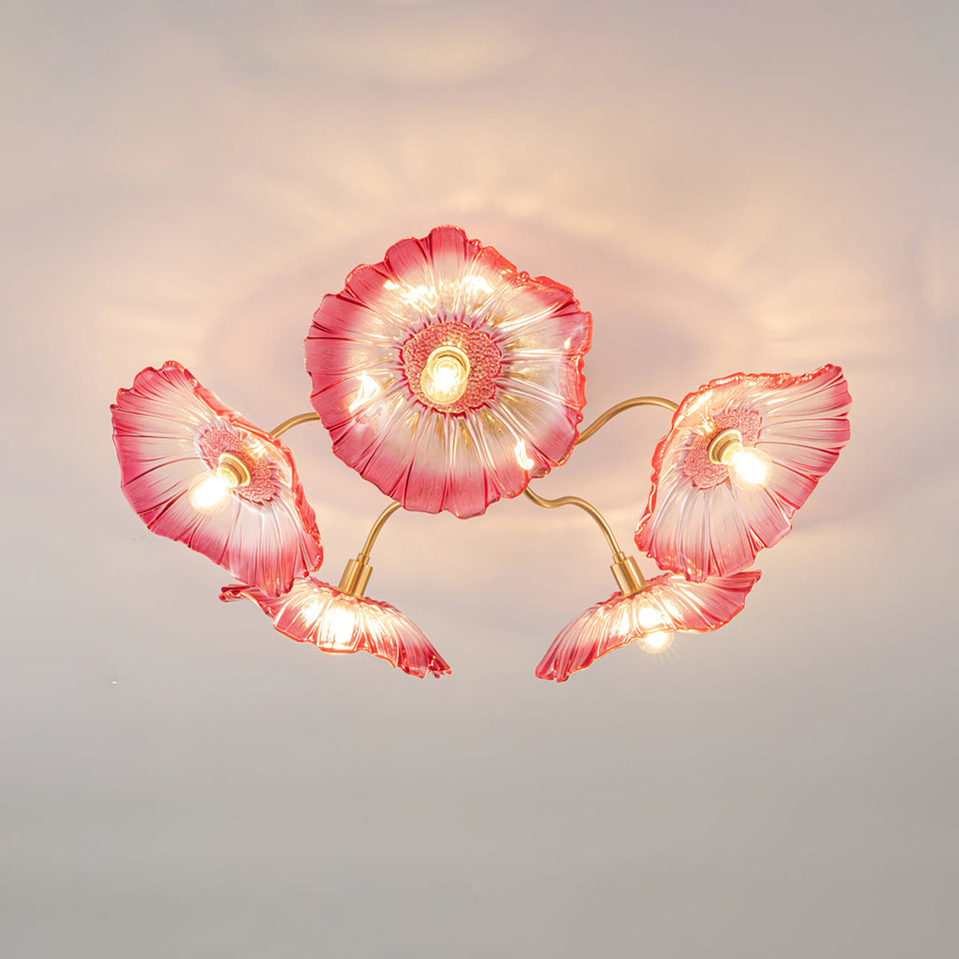 Lampa sufitowa z szkła w kształcie liścia lotosu