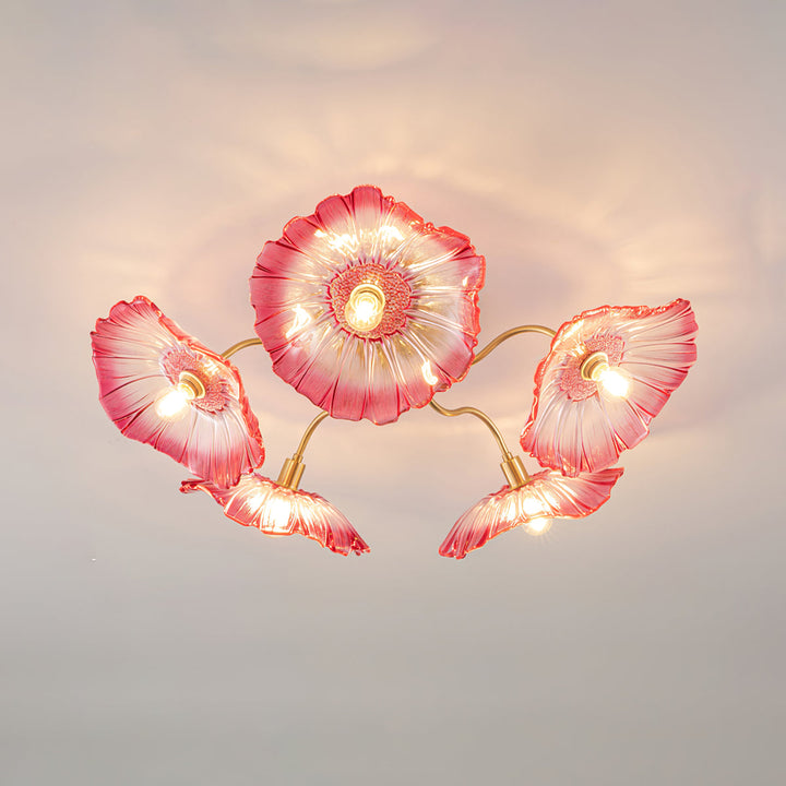Lampa sufitowa z szkła w kształcie liścia lotosu