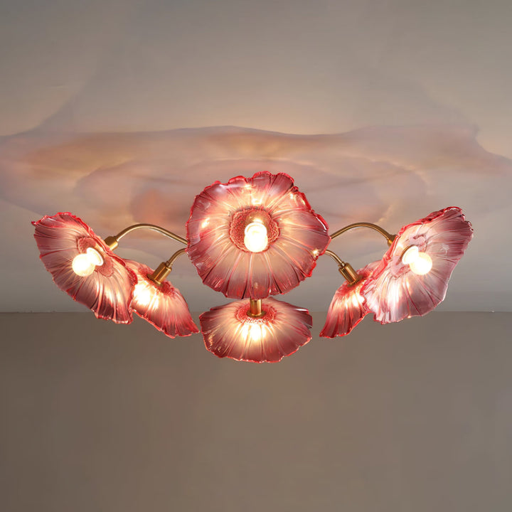 Lampa sufitowa z szkła w kształcie liścia lotosu