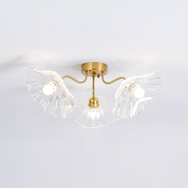 Lampa sufitowa z szkła w kształcie liścia lotosu