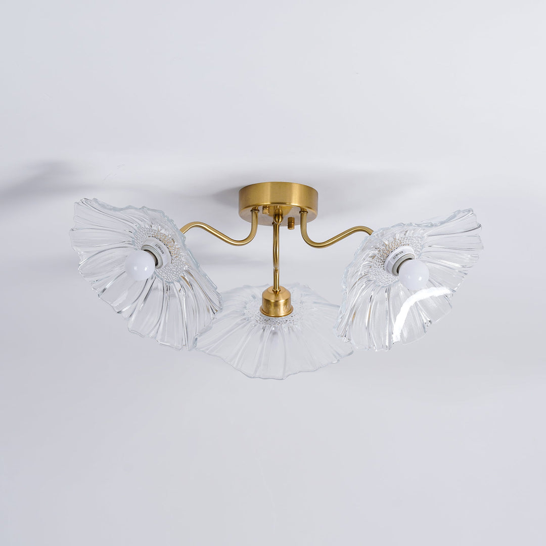 Lampa sufitowa z szkła w kształcie liścia lotosu
