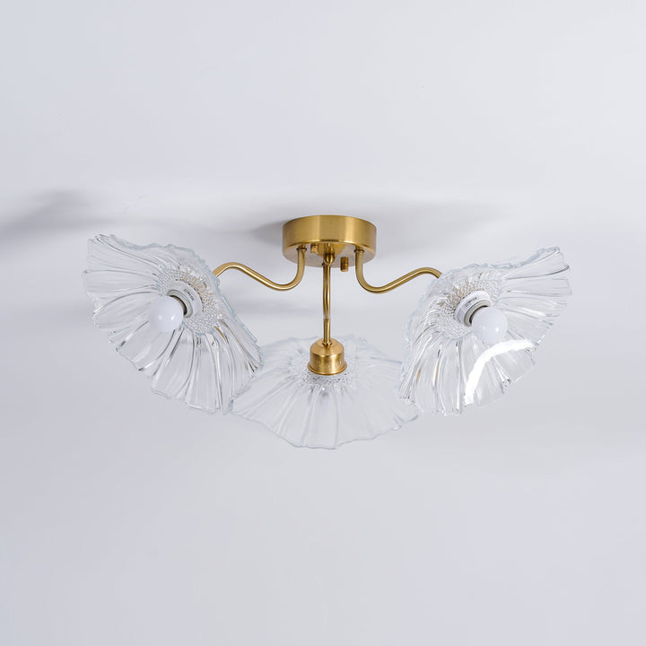 Lampa sufitowa z szkła w kształcie liścia lotosu