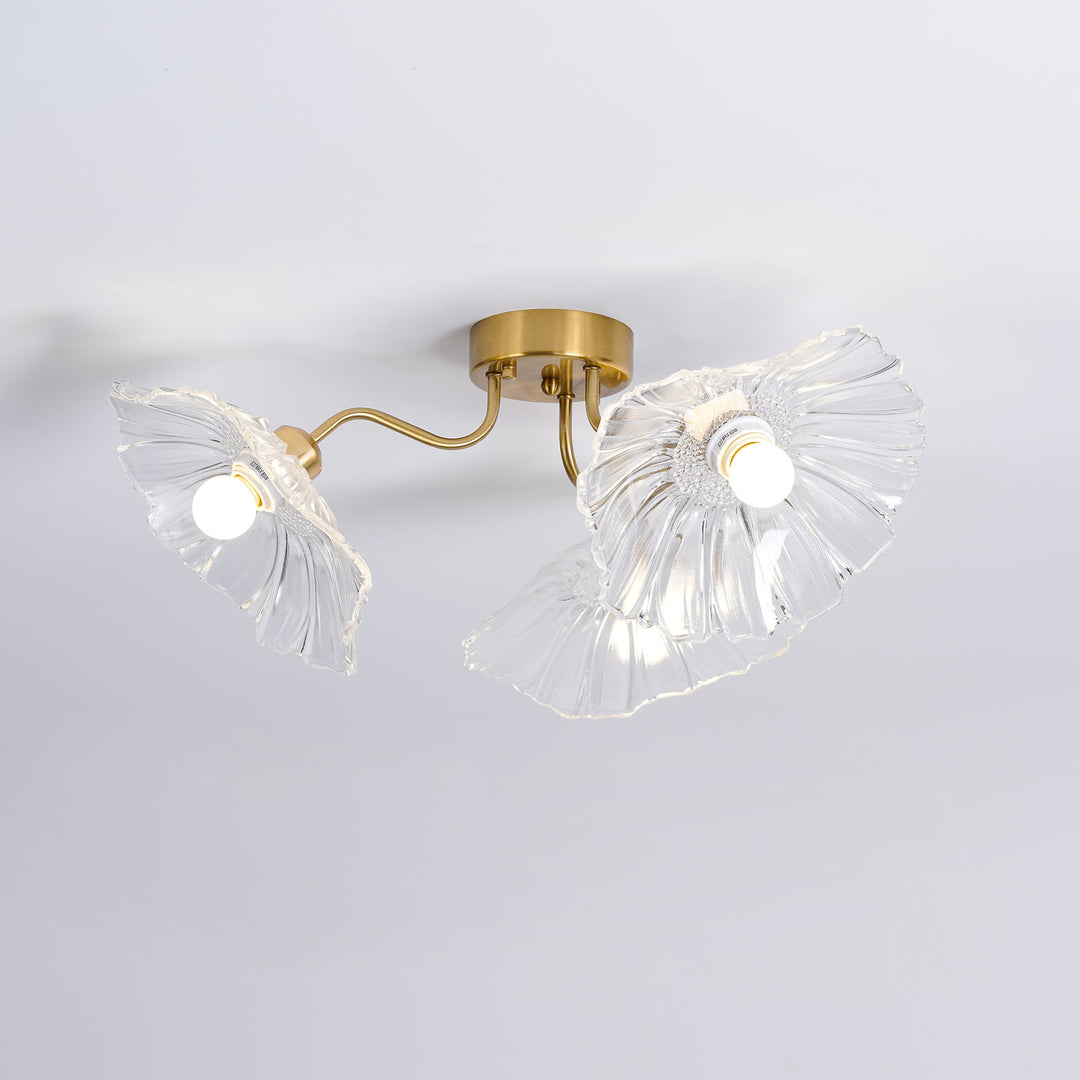 Lampa sufitowa z szkła w kształcie liścia lotosu