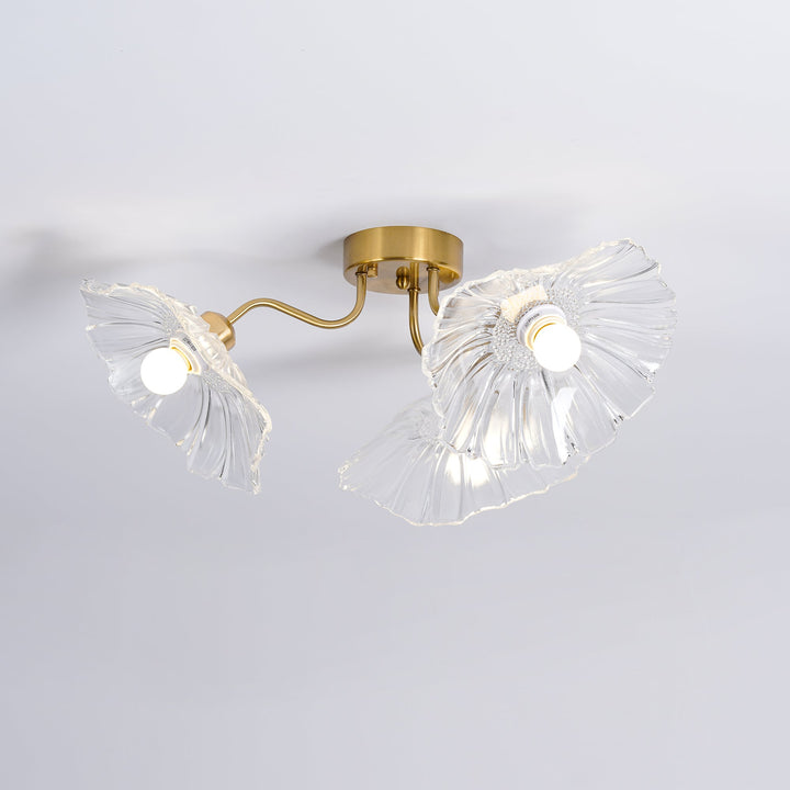 Lampa sufitowa z szkła w kształcie liścia lotosu