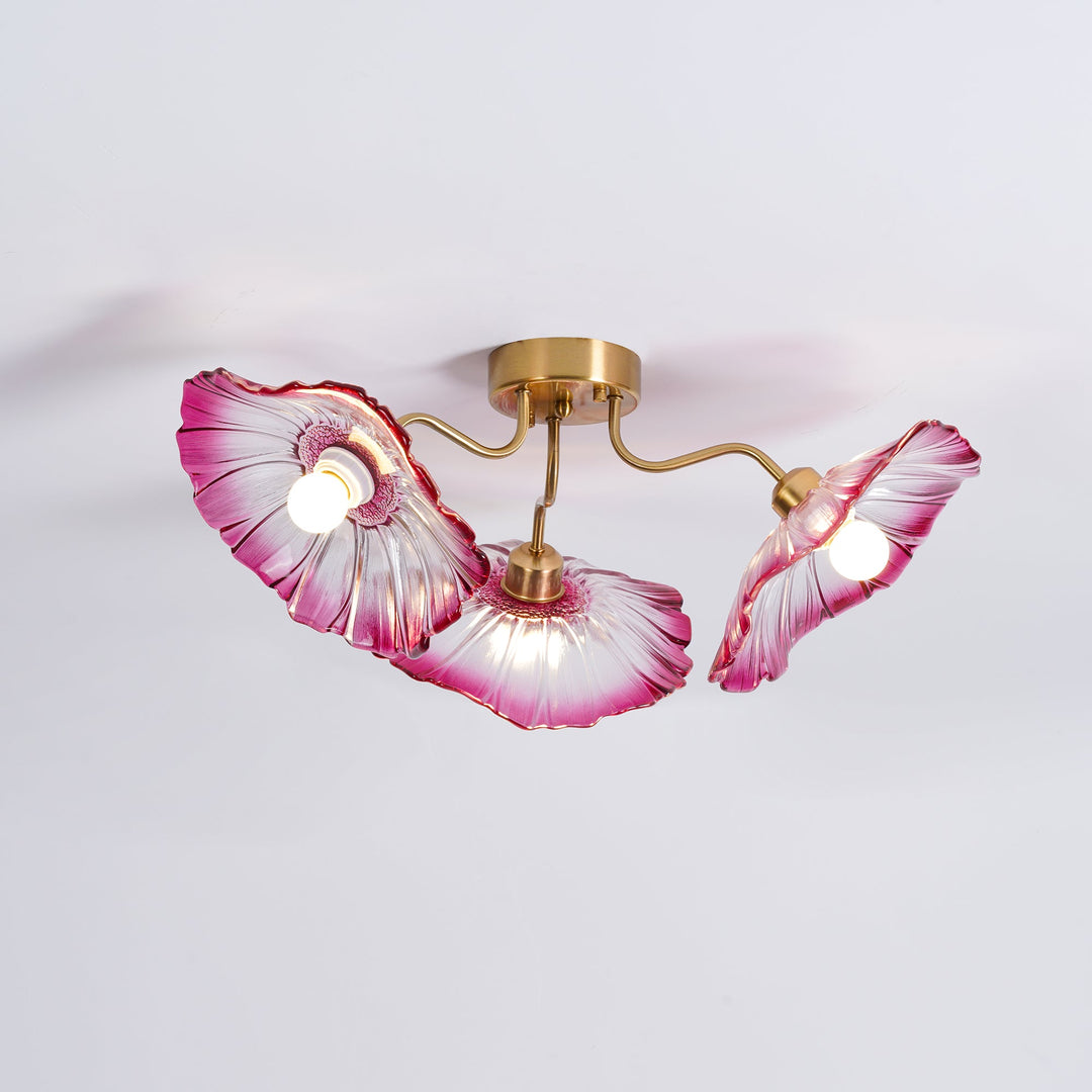 Lampa sufitowa z szkła w kształcie liścia lotosu