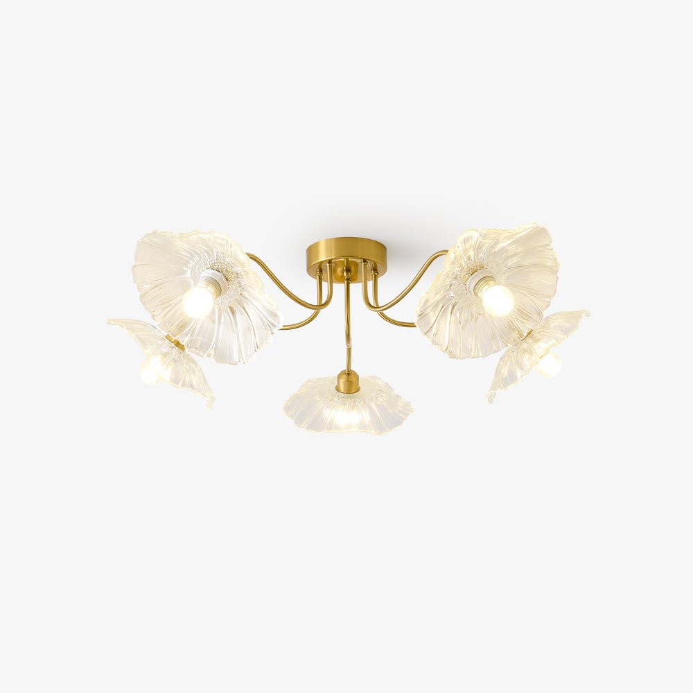 Lampa sufitowa z szkła w kształcie liścia lotosu