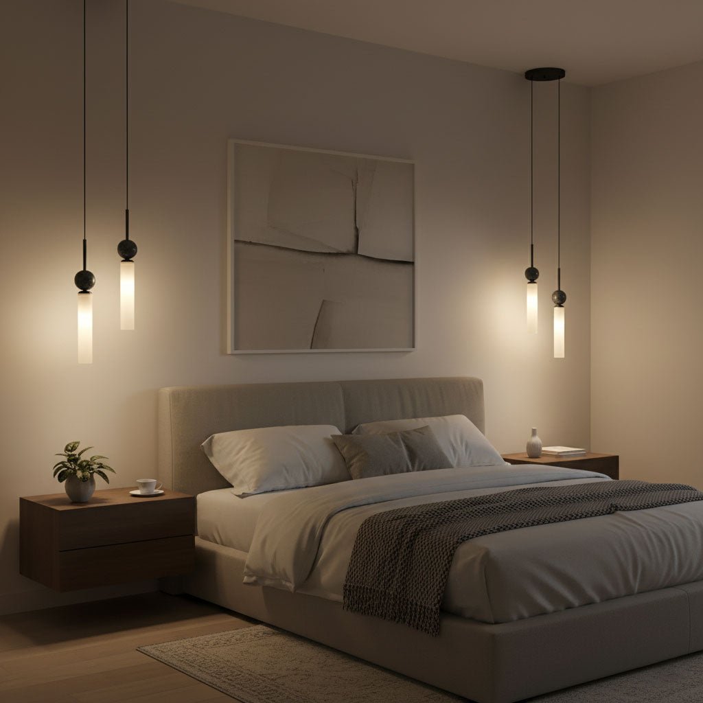 Lampa wisząca z marmuru w pionie