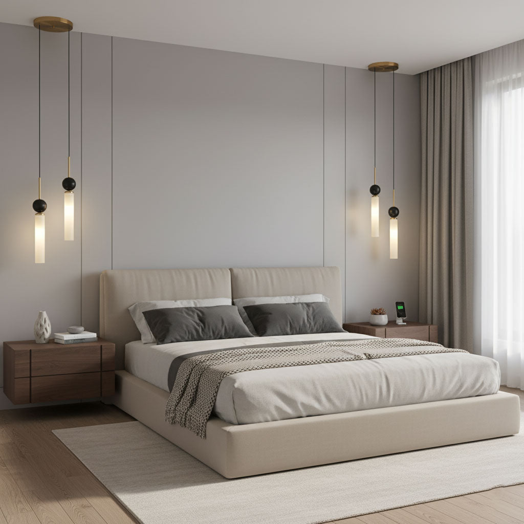 Lampa wisząca z marmuru w pionie