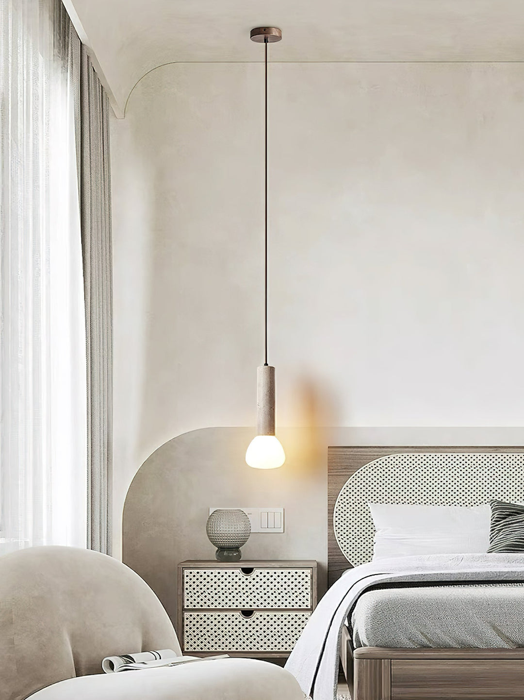 Lampa Wisząca z Travertynu Matchstick