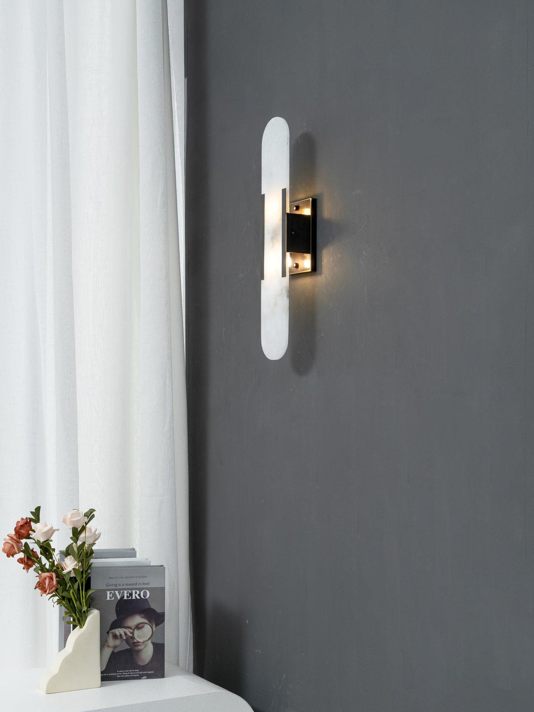 Prostokątna Kinkiet Alabastrowy