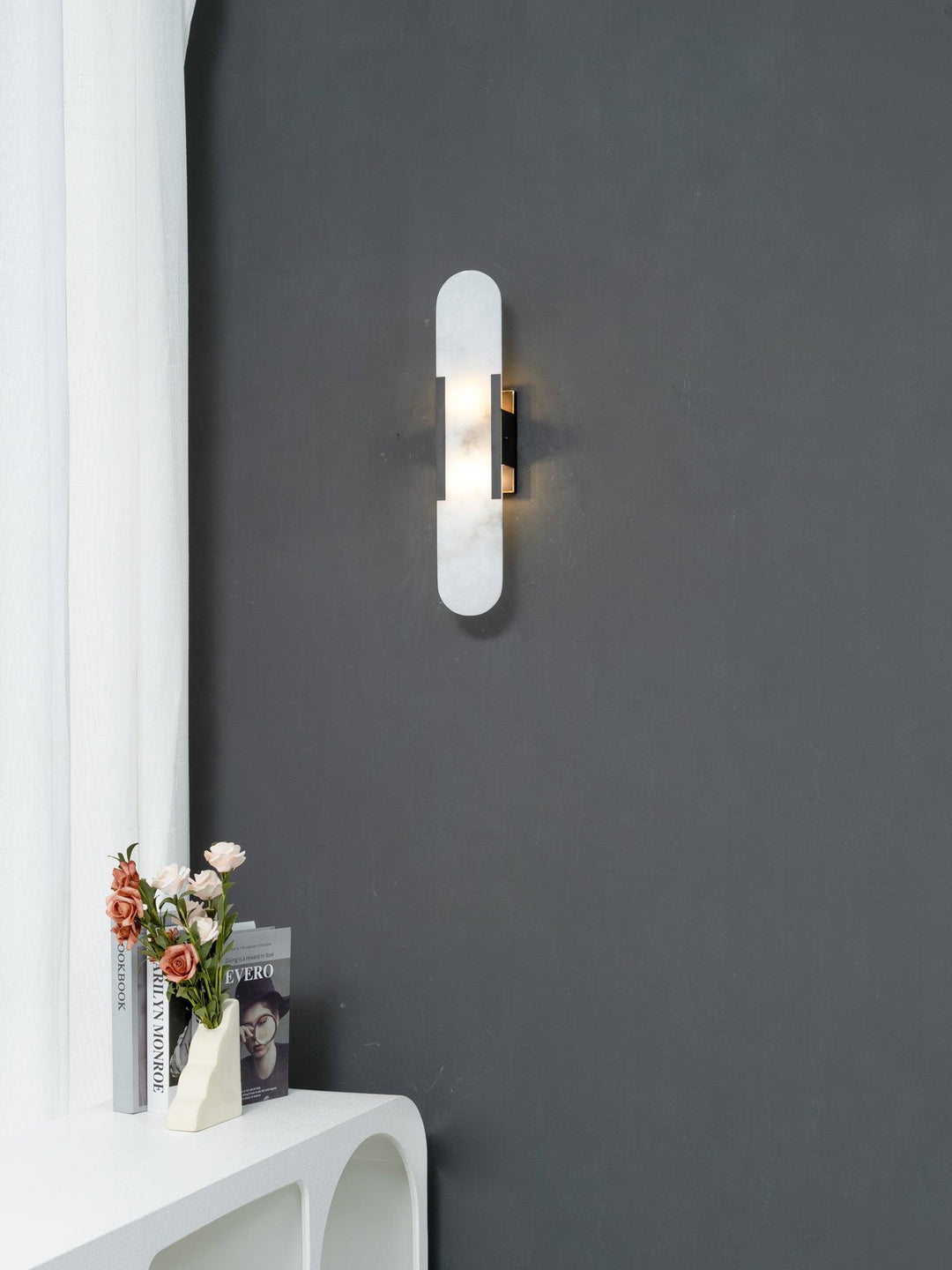 Prostokątna Kinkiet Alabastrowy