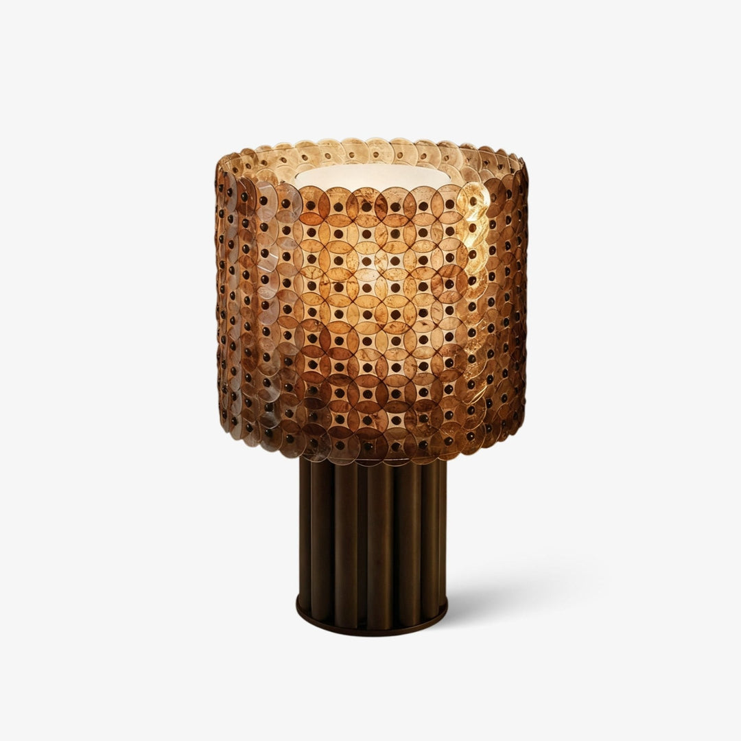 Lampa stołowa z dyskami miki w kratkę