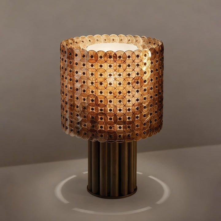 Lampa stołowa z dyskami miki w kratkę