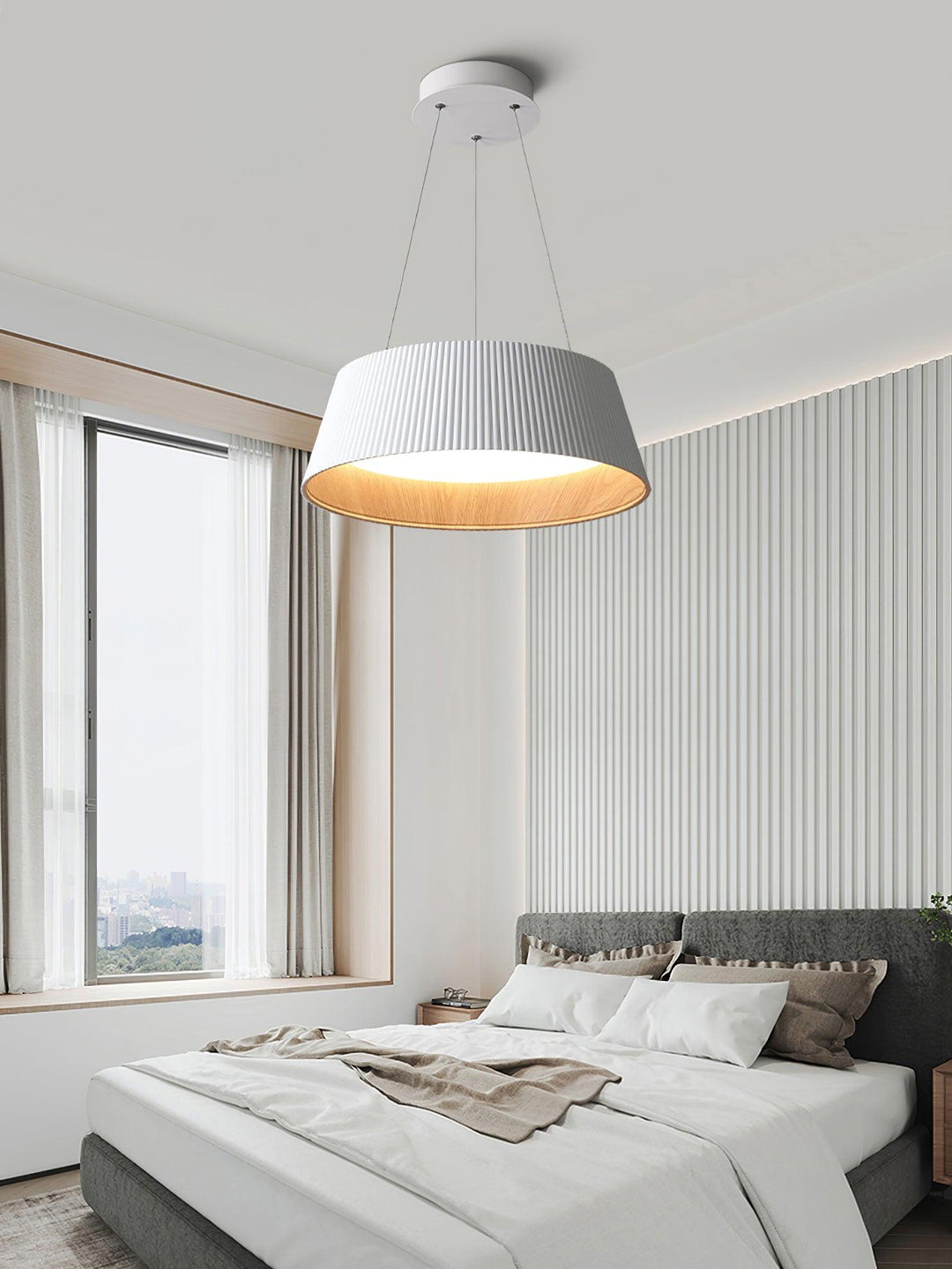 Nowoczesna Lampa Wisząca z Żebrowanym Kloszem