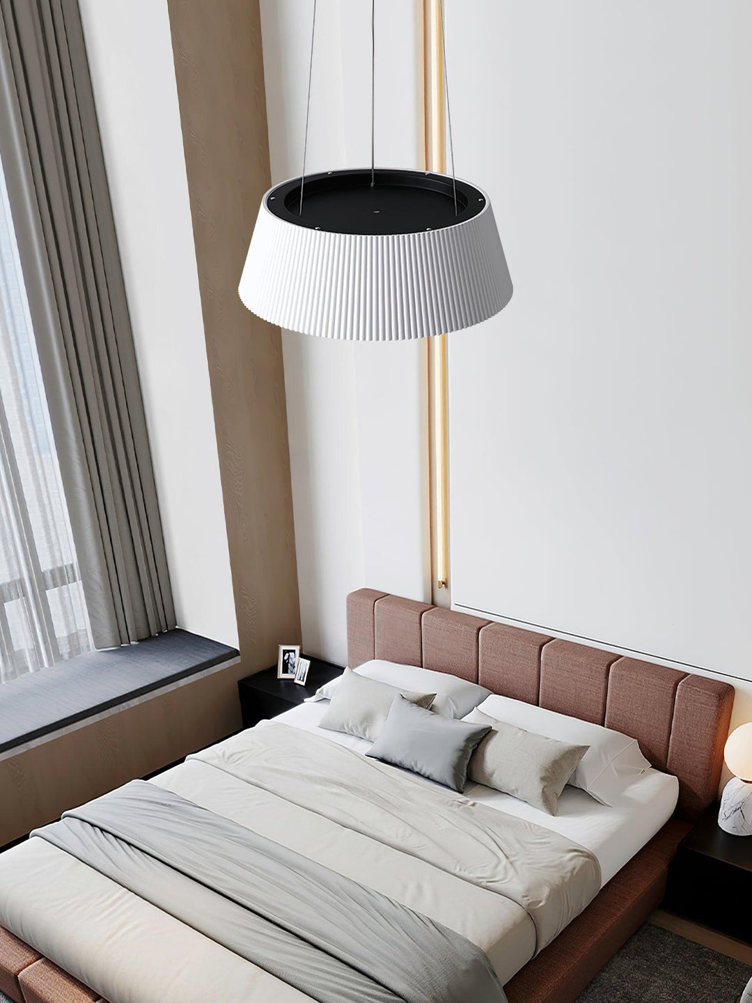 Nowoczesna Lampa Wisząca z Żebrowanym Kloszem