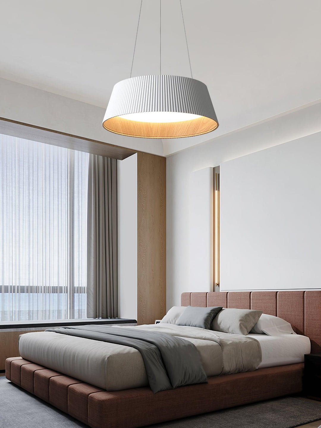 Nowoczesna Lampa Wisząca z Żebrowanym Kloszem